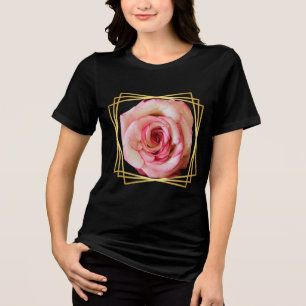 Camisa Preta Rosa Pink Moderna em Moldura Dourada