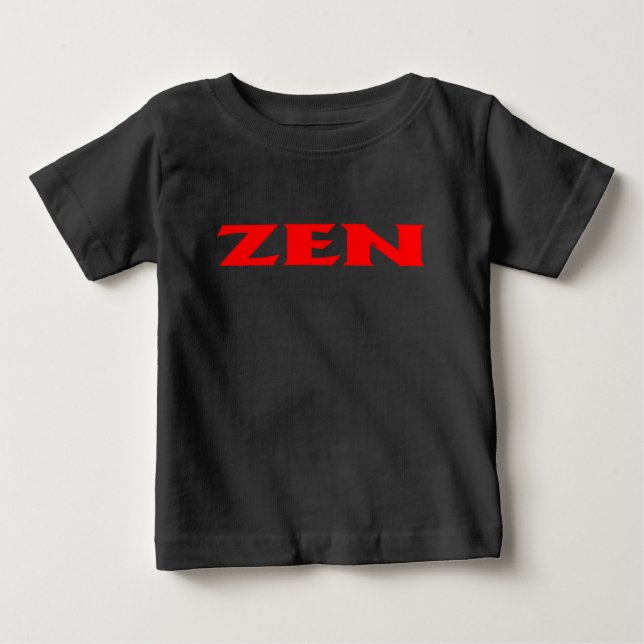 Camisa preta vívida do bebê vermelho Zen (Frente)