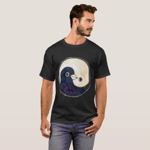 Camisa preta Yin Yang design, pombas de paz
