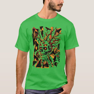 Camisa Primal Sight - Gráfico de Crânio de Árvore 