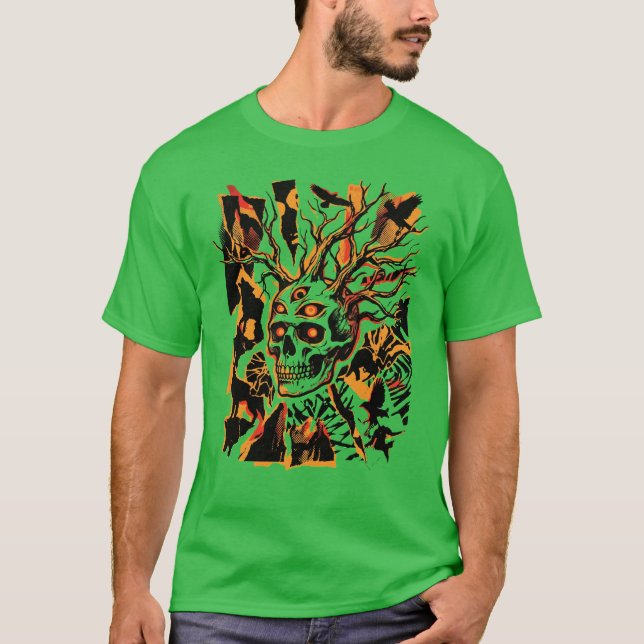 Camisa Primal Sight - Gráfico de Crânio de Árvore  (Frente)