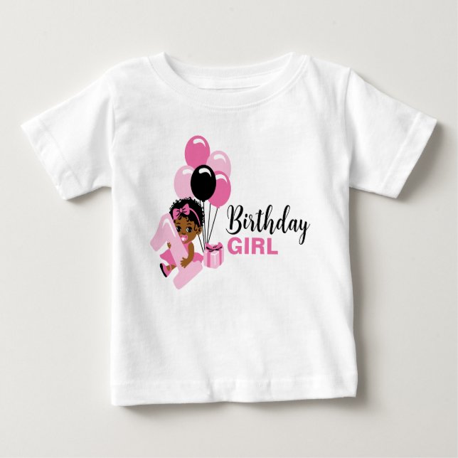 Camisa primeiro aniversario Black Girl com balões (Frente)