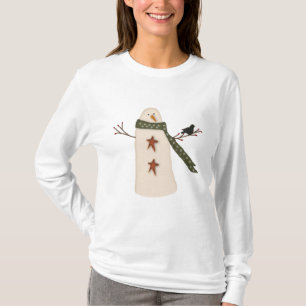 Camisa primitiva do feriado do boneco de neve