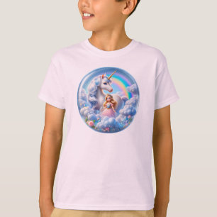 Camisa Princesa Unicórn: Arco-Íris e Nuvens de Pas