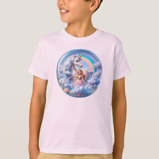 Camisa Princesa Unicórn: Arco-Íris e Nuvens de Pas