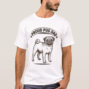 Camisa Pug Dad Gravura Vintage Design Pai de Cacho