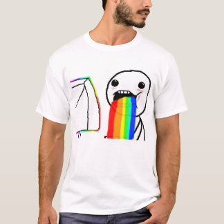 Camisa Puking de Meme do arco-íris