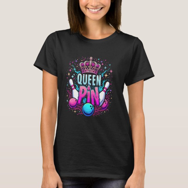 Camisa Queen Pin Bowl Bowling League Para Bowling  (Frente)