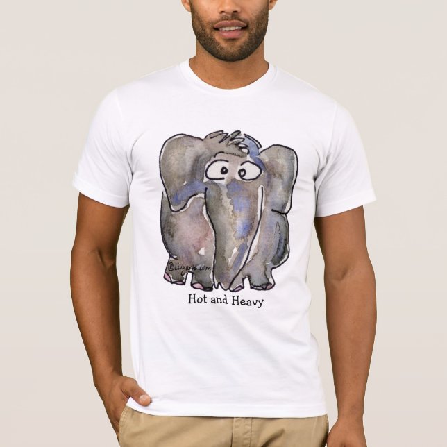 Camisa quente e pesada do elefante T dos desenhos (Frente)