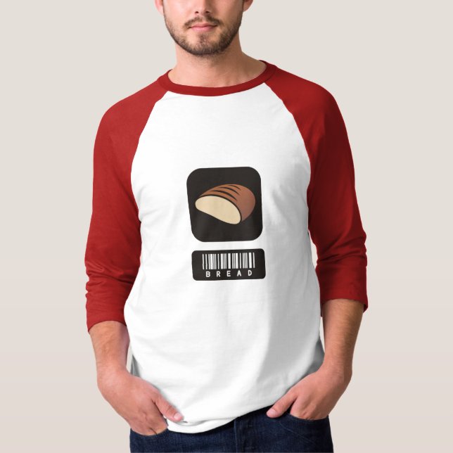 Camisa Raglan de Manga 3/4 para Amantes do Pão (Frente)