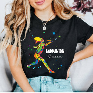 Camisa Rainha do Badminton Vibrante Abstrata Jogad