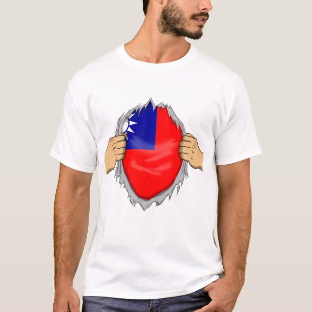 Camisa Rasgada Bandeira de Taiwan Dentro (Frente)
