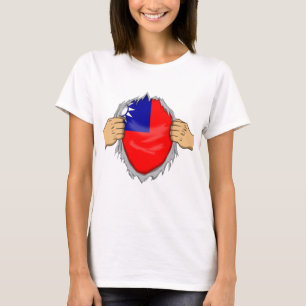 Camisa Rasgada Bandeira de Taiwan Dentro