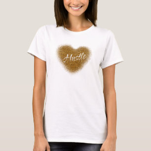 Camisa Regata Glamour Coração HUSTLE Brilho Dourad