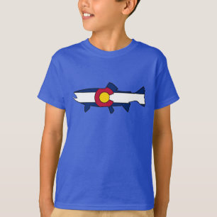 Camisa reglan dos peixes da truta da bandeira de