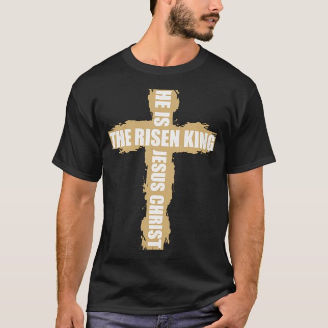 Camisa Religiosa Cristã Ele É O Rei Risen Je (Frente)