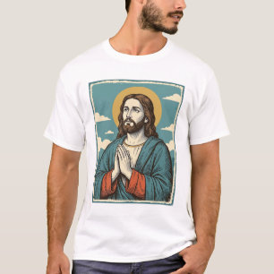 Camisa Religiosa do Salvador Orando Vintage Design