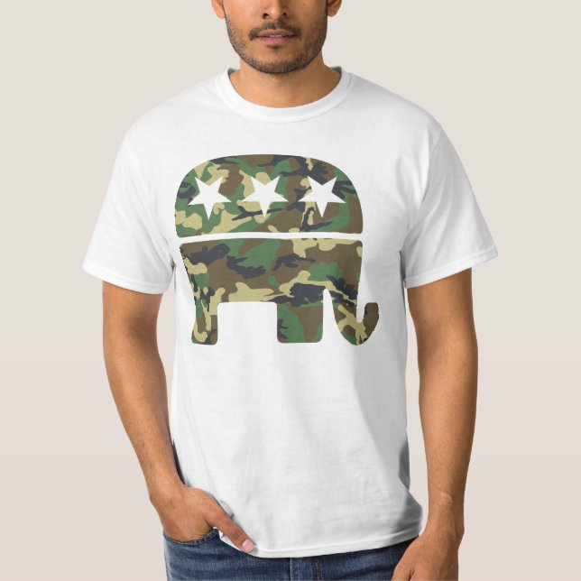 Camisa republicana do elefante t da camuflagem (Frente)