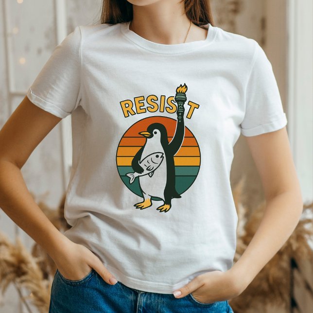Camisa RESISTENTE Pinguins,Pinguins Contra Tarifas (Criador carregado)