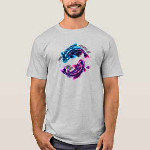 Camisa Retro Ciber Koi Peixe Neon Japonês Vaporwav