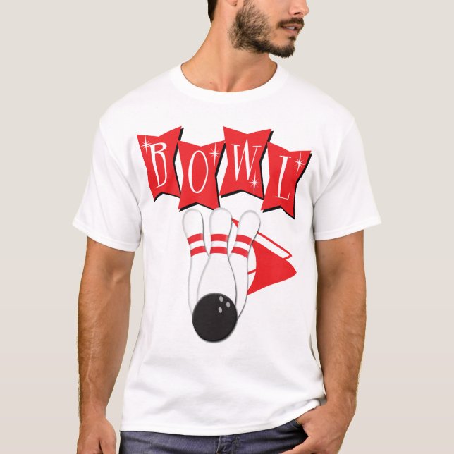 Camisa retro da boliche dos homens (Frente)