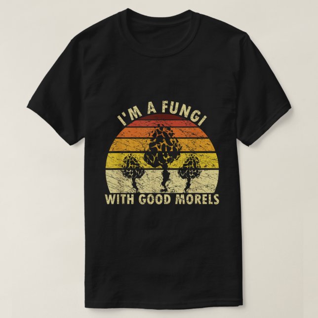 Camisa retrô de Cogumelo com 'Eu sou um Fungo com  (Frente do Design)