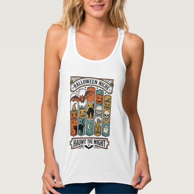 Camisa Retro de Halloween com Listra Assustadora V (Frente)