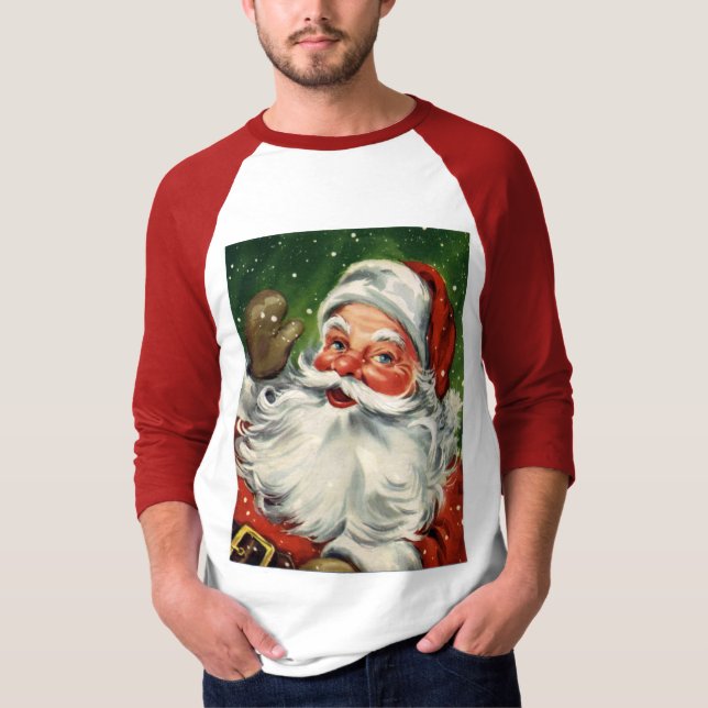 Camisa retro do Raglan do papai noel do KRW (Frente)