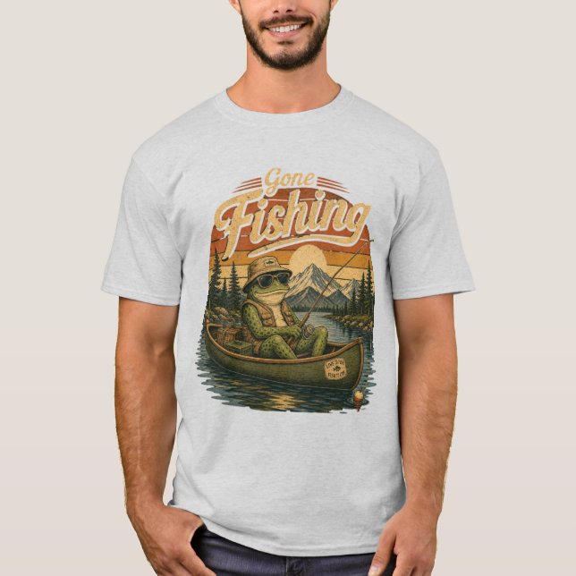 Camisa retrô engraçada de pesca de rã – Roupas vin (Frente)