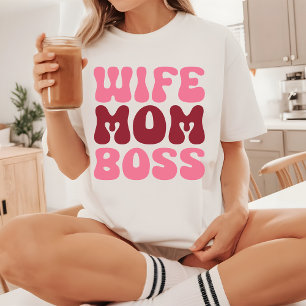 Camisa Retro Esposa Mãe Chefe, Presente do Dia das