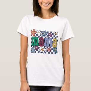 Camisa Retro Mama PNG Sublimação Floral Groovy