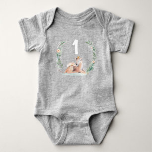 Camisa Romper de Veado de Aniversário de 1 ano Win