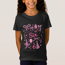 Camisa Rosa Bonito Aniversário de 6 Anos Menina Se