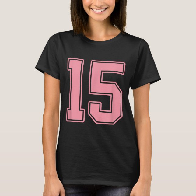 Camisa Rosa Número 15 Uniforme do Jogador #15  (Frente)