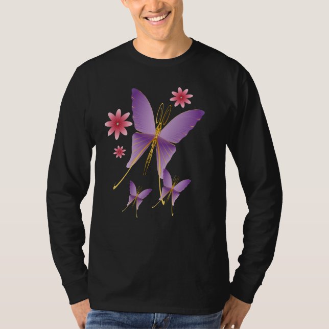 Camisa roxa macia da borboleta (Frente)