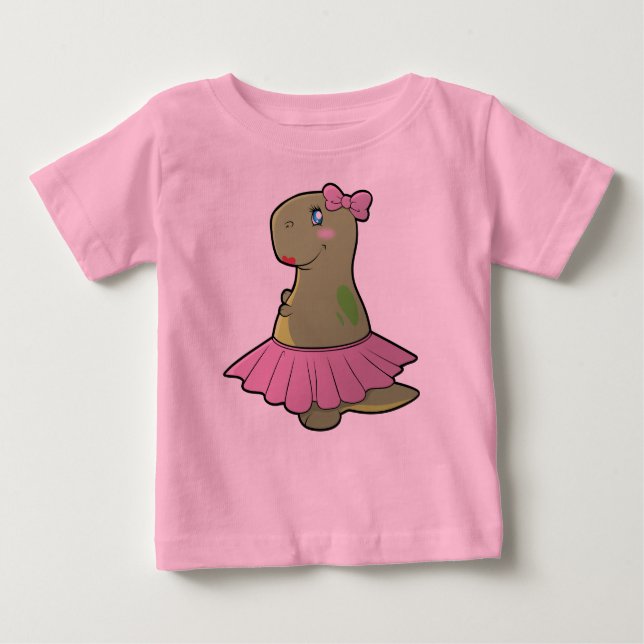Camisa Ruffled T-Rex do dinossauro das meninas da (Frente)
