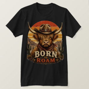 Camisa Rustic Highland Cow Cowboy Deserto Pôr do S