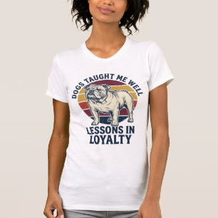 Camisa Sabedoria Canina Bulldog Vintage Lição Gráf