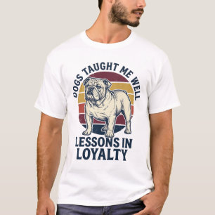 Camisa Sabedoria Canina Bulldog Vintage Lição Gráf