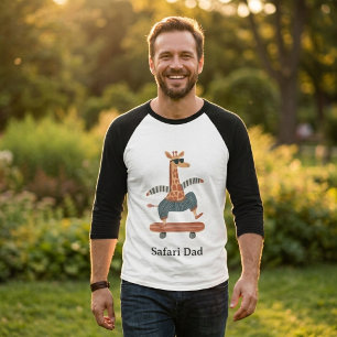 Camisa Safari Dad Giraffe Raglan Dia dos Pais