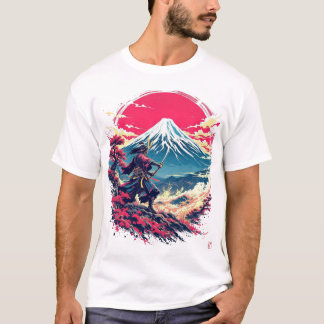Camisa Samurai Guerreiro no Monte Fuji Arte Japone