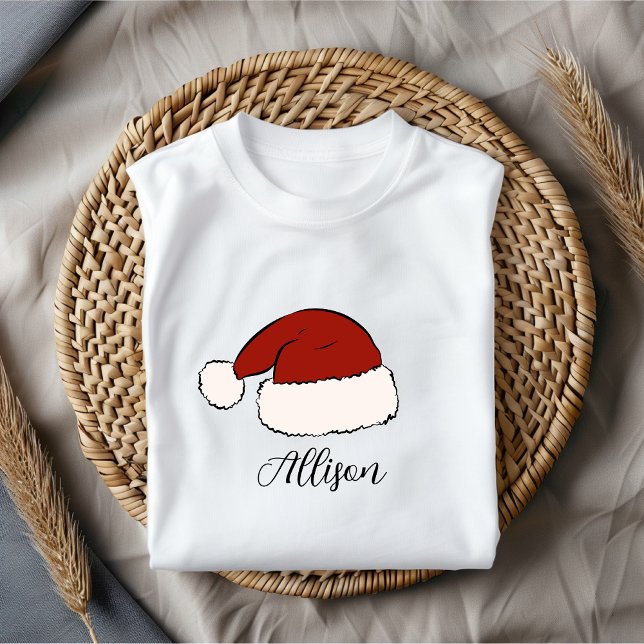 Camisa Santa Hat, camisa de Natal com nome persona (Santa Hat shirt, custom name Christmas shirt, personalized Christmas shirt, merry Christmas shirt)