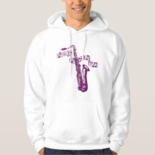 Camisa - Saxofone e notas lilas legais