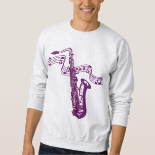 Camisa - Saxofone e notas lilas legais
