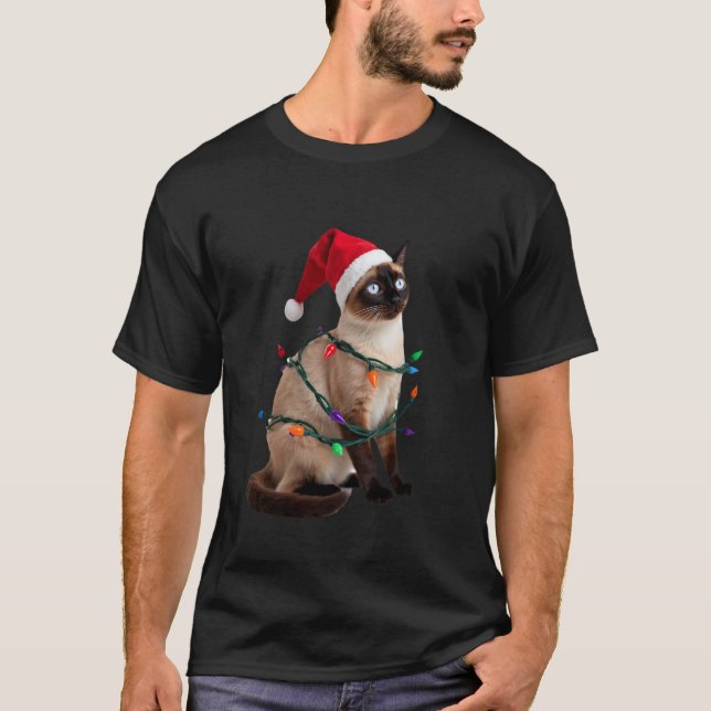 Camisa Siamese Cat Christmas Lights Xmas Cat Lover (Frente)