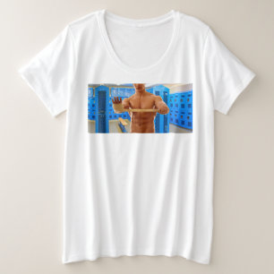 Camisa SlipperyJoe do homem musculoso sem camisa a