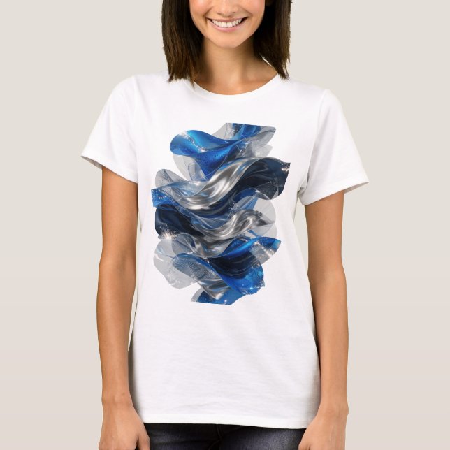 Camisa Snappy Silver BLUE E ONDAS PRATEADAS Design (Frente)
