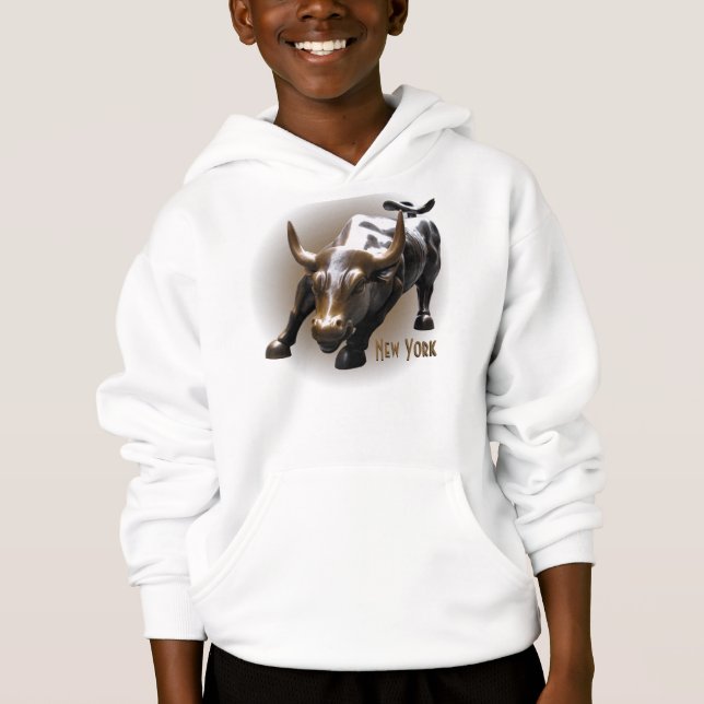Camisa Souvenir de New York Hoodie Bull Estátua de (Frente)
