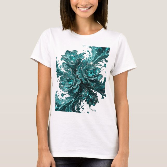 Camisa Statement Tee FLORES de Prata Azul Limpa (Frente)
