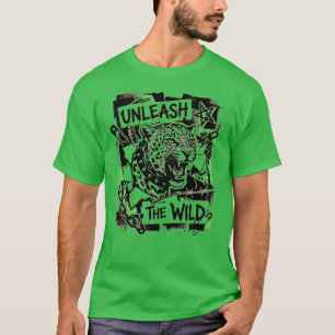 Camisa Stay Wild – Neon Leopard Punk Gráfica